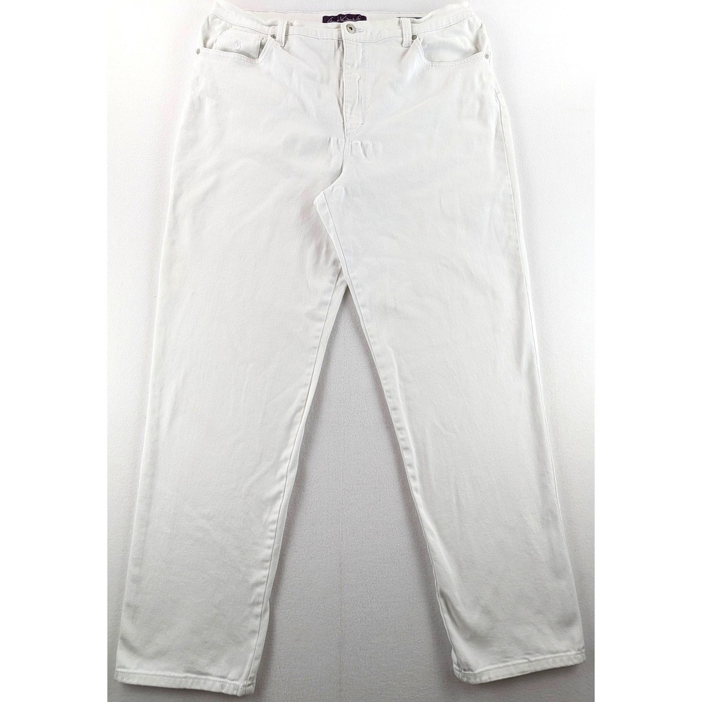 Gloria Vanderbilt Amanda Womens 18 Long White High Rise Tapered Jeans 31"